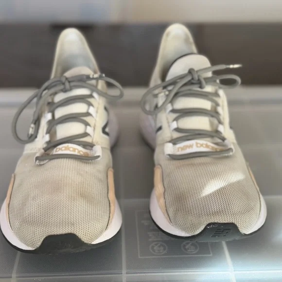 New Balance Cream and Gray Athletic Shoes - Picture 4 of 6